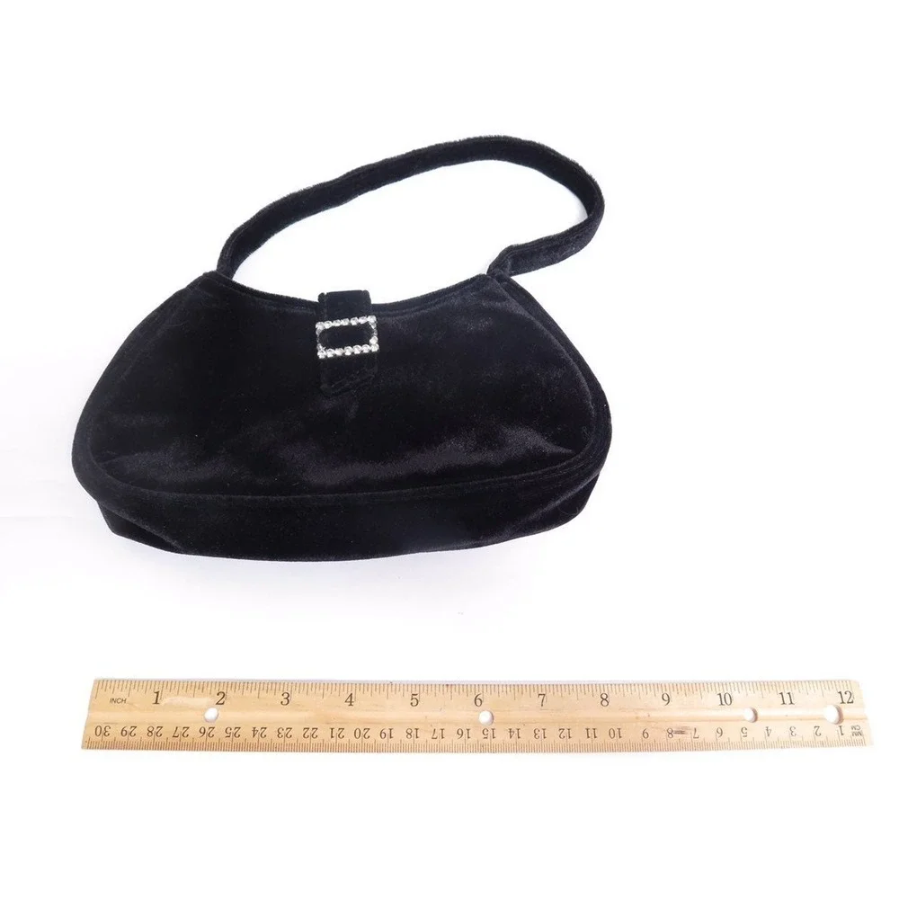Black‎ Velvet Rhinestone Evening Bag